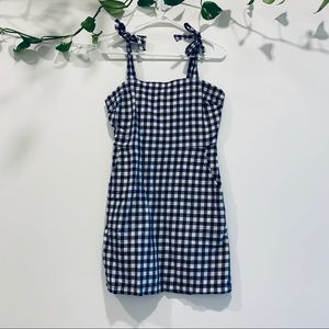 Tie Strap Gingham Mini Dress